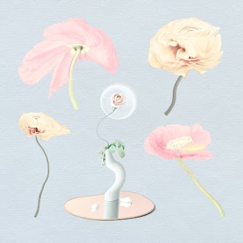 Flowers stickers PSD psychedelic pastel… | Free stock illustration | High Resolution graphic