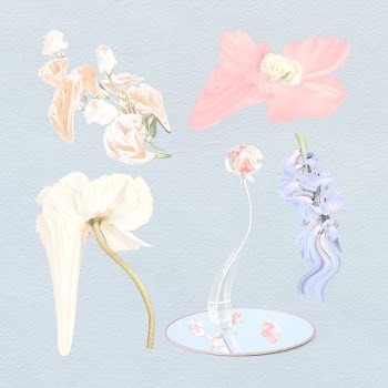 Flowers stickers PSD psychedelic pastel… | Free stock illustration | High Resolution graphic