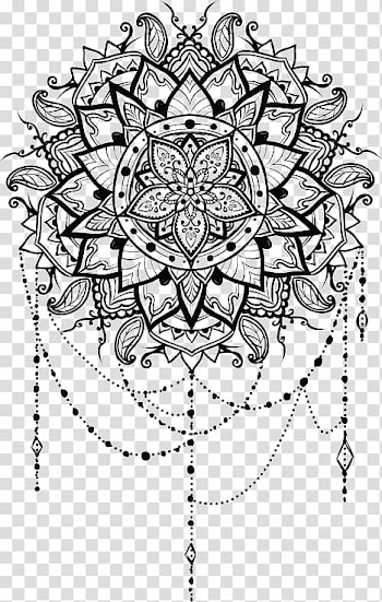 Flowers tattoo outline concept, Mandala Coloring book Mehndi , others transparent background PNG clipart