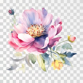 Flowers watercolor, png transparent background