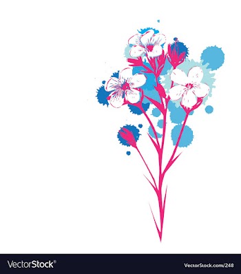 Flowers with ink drop colours vector image