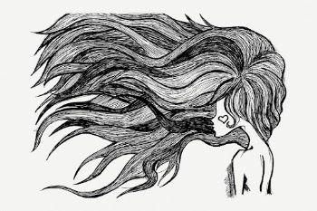 Flowing hair girl clipart, collage | Free PSD - rawpixel