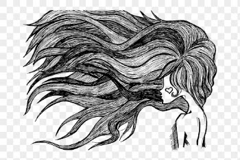 Flowing hair girl png sticker, | Free PNG - rawpixel
