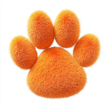Fluffy Cartoon Paw Print in Pixar Style Fluffy Cartoon Paw Print in Pixar Style