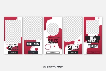 Fluid shapes sale instagram stories template pack Free Vector