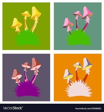 Fly agaric mushroom growing in a small bush vector image