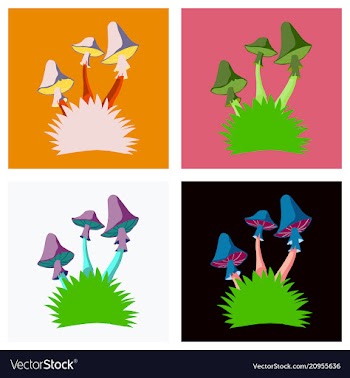 Fly agaric mushroom growing in a small bush vector image