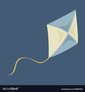Fly kite with string and shadow on child toy vector image