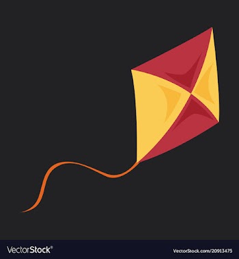 Fly kite with string and shadow on child toy vector image