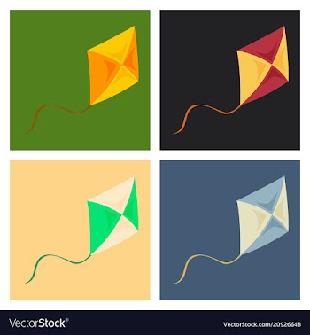 Fly kite with string and shadow on child toy vector image