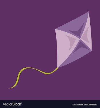 Fly kite with string and shadow on child toy vector image