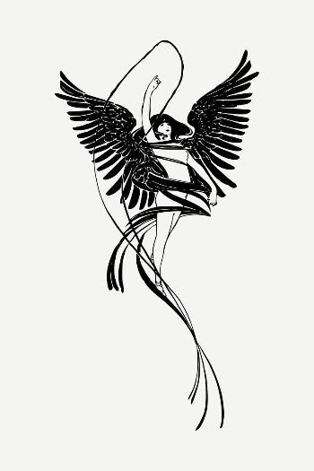 Flying angel drawing, illustration psd. | Free PSD - rawpixel