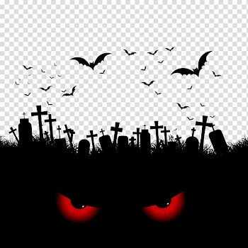Flying bats in cementery , Eye Euclidean , Halloween elements transparent background PNG clipart