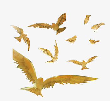 Flying Birds, Chinese Style, Retro Bird Ink, Yellow PNG Image and ...
