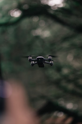Flying Black Drone