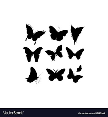 flying butterfly set silhouette icon