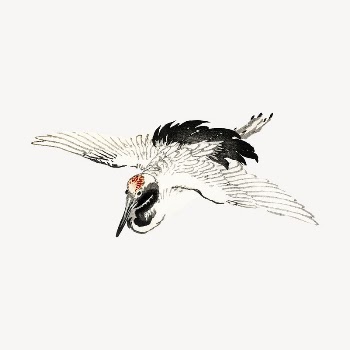 Flying crane collage element, Kōno | Free PSD Illustration - rawpixel