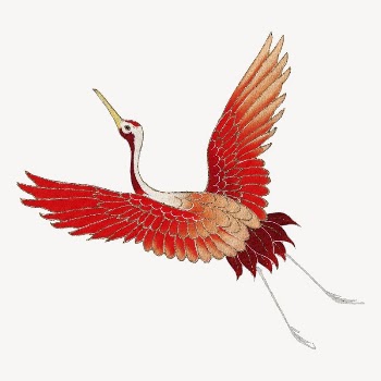 Flying cranes  collage element, | Free PSD Illustration - rawpixel