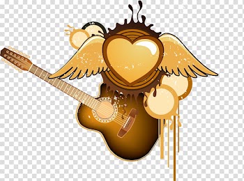 Flying Heart Guitar material transparent background PNG clipart