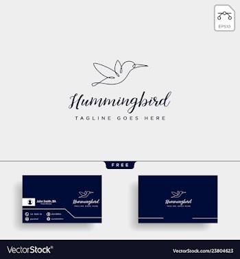 flying humming bird line art logo template icon