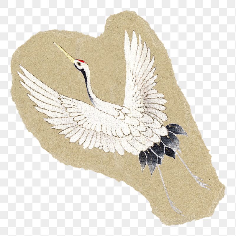 Flying Japanese crane png sticker, | Free PNG Illustration - rawpixel