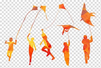 Flying kites in autumn transparent background PNG clipart
