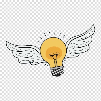 , Flying light bulb transparent background PNG clipart