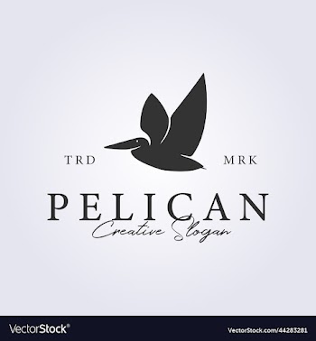 flying pelican bird in retro style for logo
