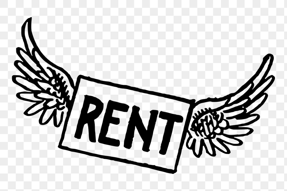 Flying rent png sign sticker, | Free PNG - rawpixel
