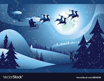 Flying Santa and Winter Forest vector image