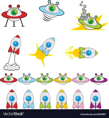 Flying Saucer and Rocket Game Set vector image