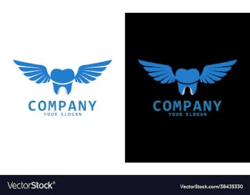 flying wings dental abstract design logo