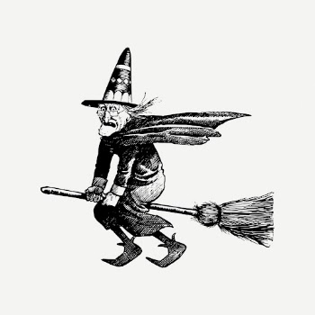 Flying witch drawing, Halloween illustration | Free PSD - rawpixel