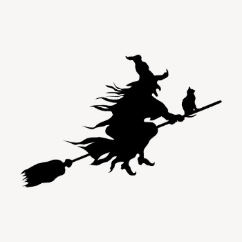 Flying witch silhouette clipart, Halloween | Free Vector - rawpixel