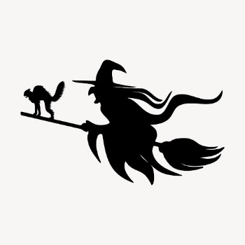 Flying witch silhouette clipart, Halloween | Free Vector - rawpixel
