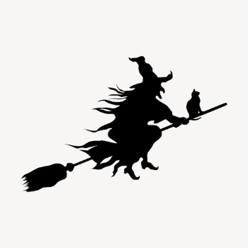 Flying witch silhouette collage element, | Free PSD - rawpixel