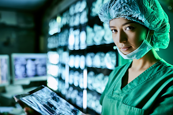 Focused Female Medical Professional in Radiology Room