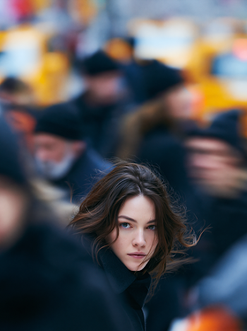 Focused Portrait in a Busy City Environment