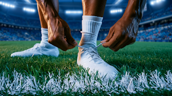 Focused Soccer Player Preparing for Match