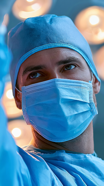Focused Surgeon in Operating Room
