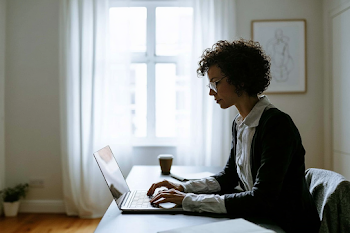 Focused Young Professional in Cozy Home Office