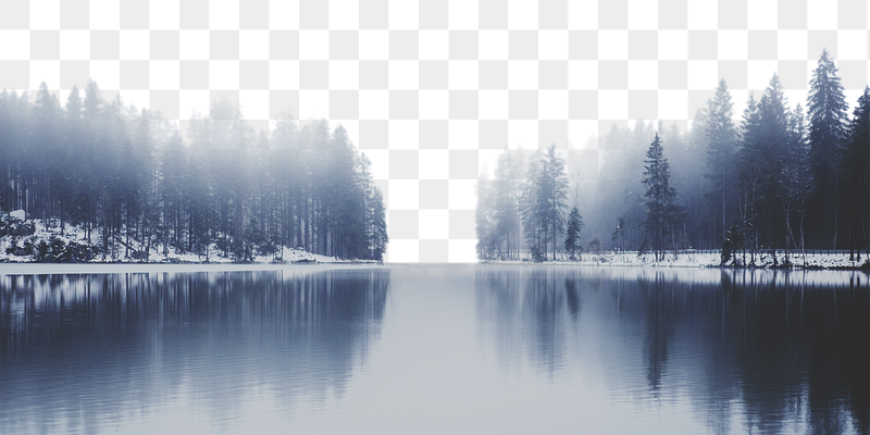 Foggy lake png border, pine | Free PNG - rawpixel