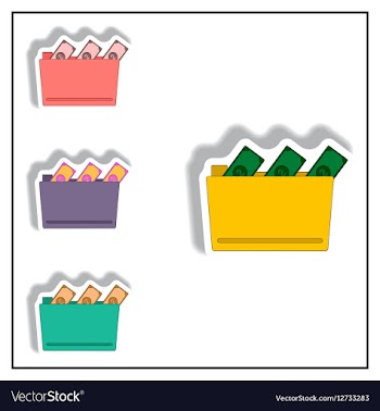 Folder and cash collection in vector image