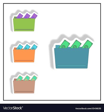 Folder and cash collection in vector image