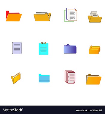 Folder and note icons set vector image