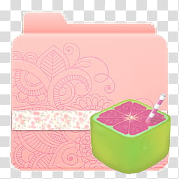 Folders Light Pink, pink folder with slice fruit illustration transparent background PNG clipart