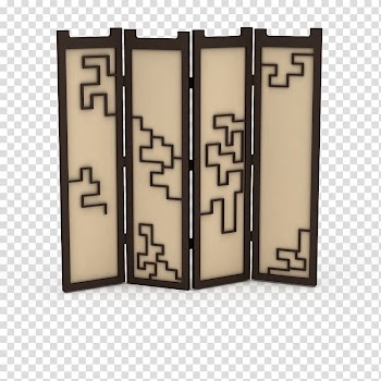 Folding screen Furniture Google Byu014dbu, Japanese screen with brown frame transparent background PNG clipart