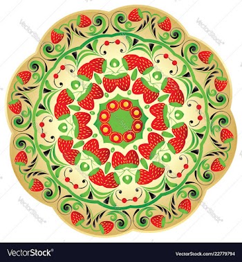 Folk ornament with strawberries vector image