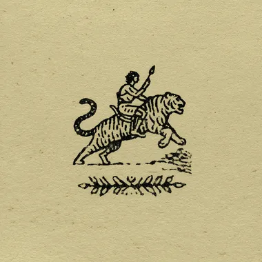 Folkloric Line Art Logo: Rider on a Tiger