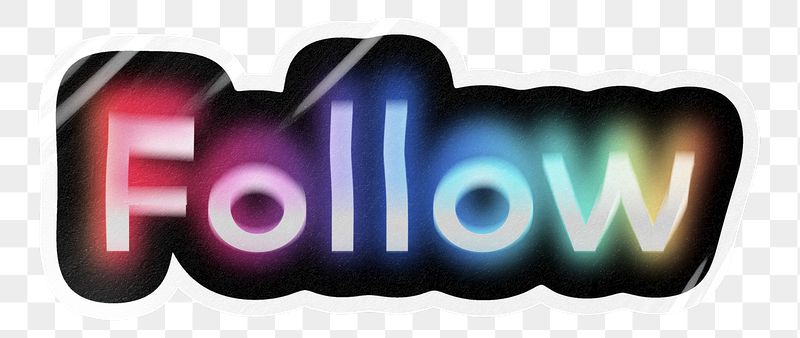 Follow png word sticker, neon | Free PNG - rawpixel